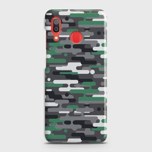 Samsung Galaxy A20 Cover - Camo Series 2 - Green & Grey Design - Matte Finish - Snap On Hard Case with LifeTime Colors Guarantee