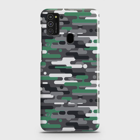 Samsung Galaxy M21 Cover - Camo Series 2 - Green & Grey Design - Matte Finish - Snap On Hard Case with LifeTime Colors Guarantee