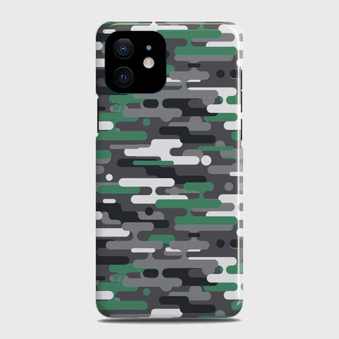 iPhone 12 Mini Cover - Camo Series 2 - Green & Grey Design - Matte Finish - Snap On Hard Case with LifeTime Colors Guarantee