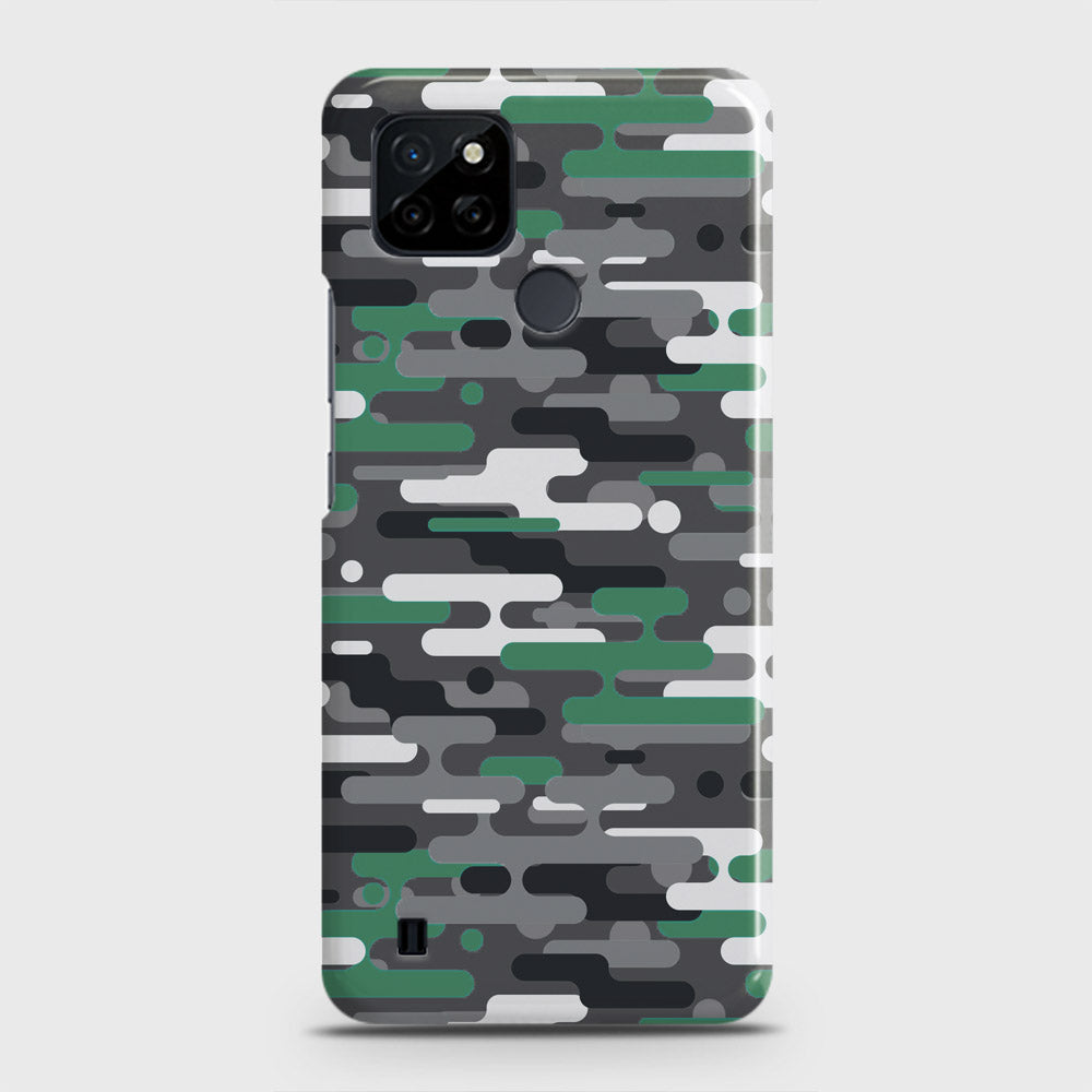 Realme C21Y Cover - Camo Series 2 - Green & Grey Design - Matte Finish - Snap On Hard Case with LifeTime Colors Guarantee