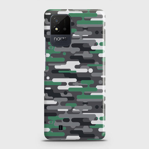 Realme Narzo 50i Cover - Camo Series 2 - Green & Grey Design - Matte Finish - Snap On Hard Case with LifeTime Colors Guarantee