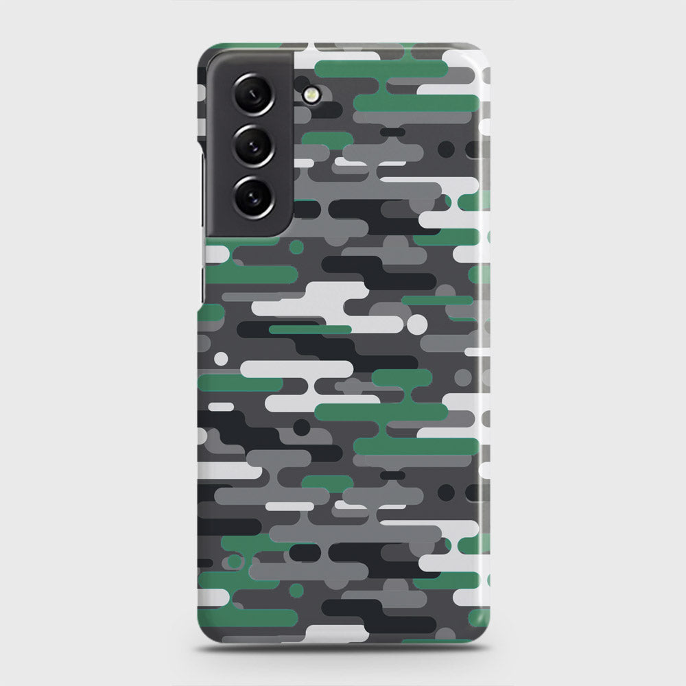 Samsung Galaxy S21 FE 5G Cover - Camo Series 2 - Green & Grey Design - Matte Finish - Snap On Hard Case with LifeTime Colors Guarantee