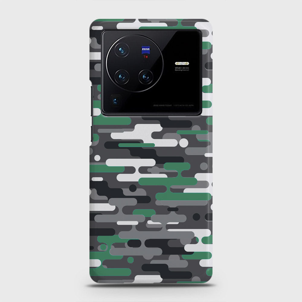 Vivo X80 Cover - Camo Series 2 - Green & Grey Design - Matte Finish - Snap On Hard Case with LifeTime Colors Guarantee