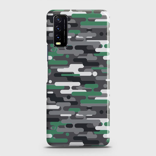 Vivo Y20A  Cover - Camo Series 2 - Green & Grey Design - Matte Finish - Snap On Hard Case with LifeTime Colors Guarantee