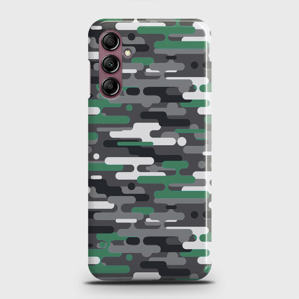 Samsung Galaxy A14 4G Cover - Camo Series 2 - Green & Grey Design - Matte Finish - Snap On Hard Case with LifeTime Colors Guarantee