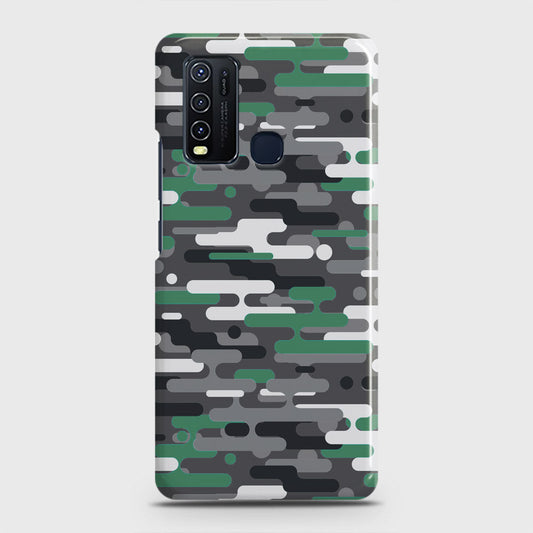 Vivo Y30  Cover - Camo Series 2 - Green & Grey Design - Matte Finish - Snap On Hard Case with LifeTime Colors Guarantee