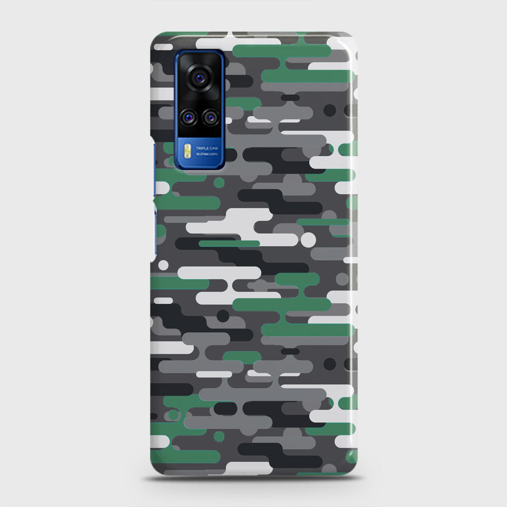 Vivo Y51 2020  Cover - Camo Series 2 - Green & Grey Design - Matte Finish - Snap On Hard Case with LifeTime Colors Guarantee