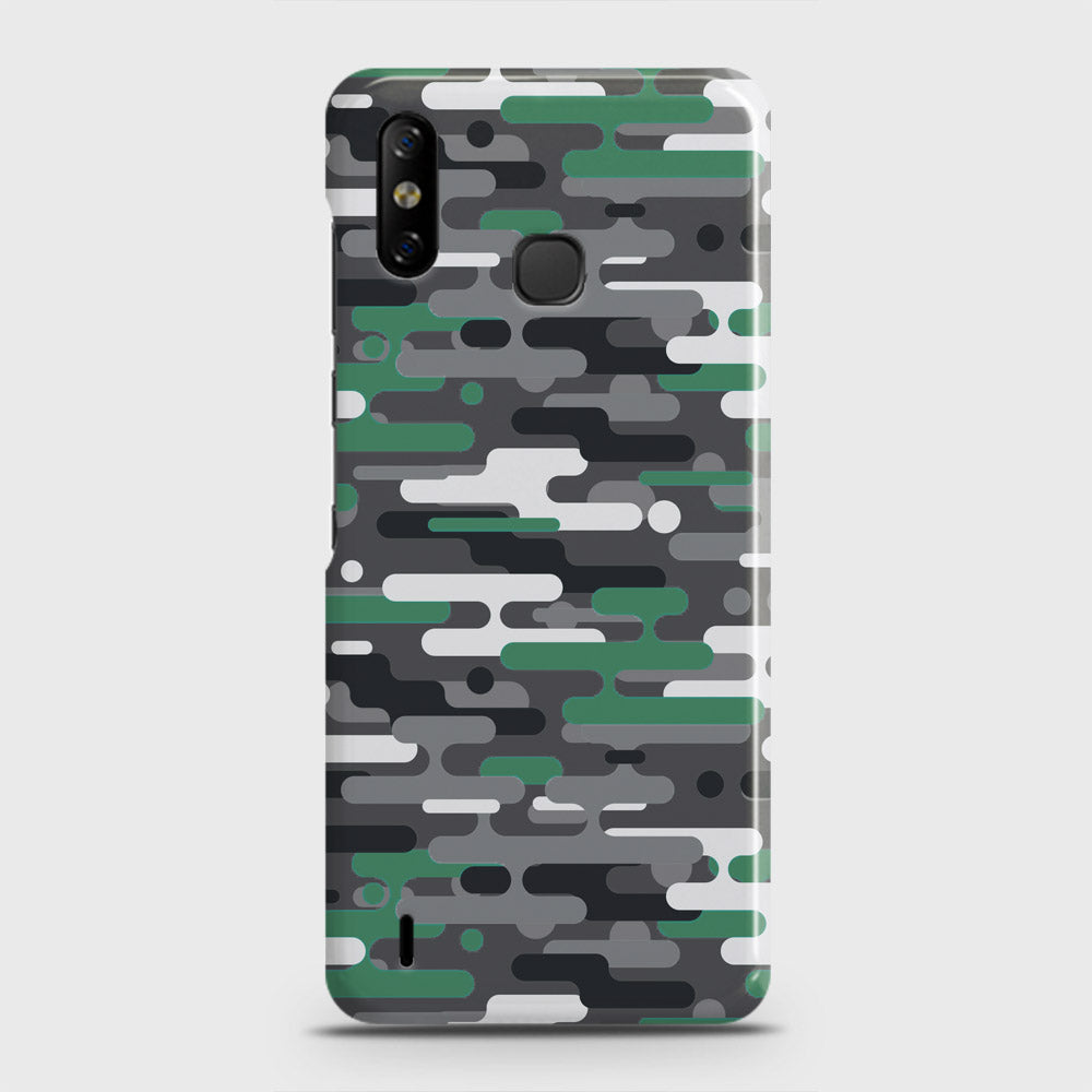 Infinix Smart 4 Cover - Camo Series 2 - Green & Grey Design - Matte Finish - Snap On Hard Case with LifeTime Colors Guarantee