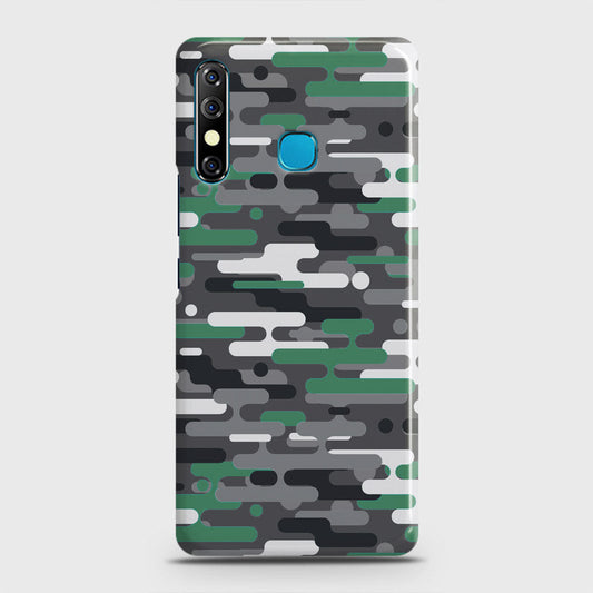 Infinix Hot 8 Cover - Camo Series 2 - Green & Grey Design - Matte Finish - Snap On Hard Case with LifeTime Colors Guarantee