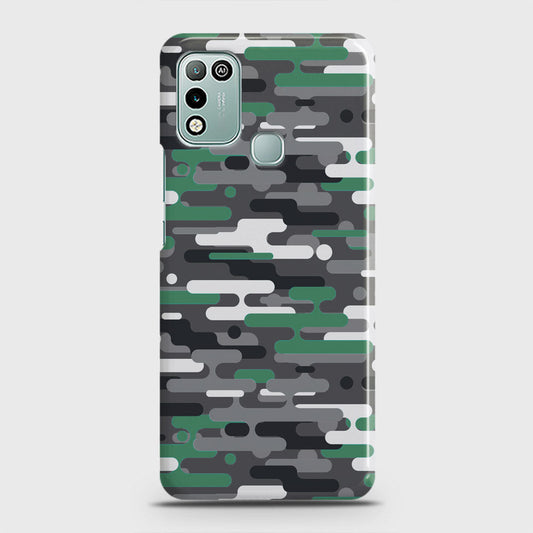 Infinix Hot 10 Play Cover - Camo Series 2 - Green & Grey Design - Matte Finish - Snap On Hard Case with LifeTime Colors Guarantee
