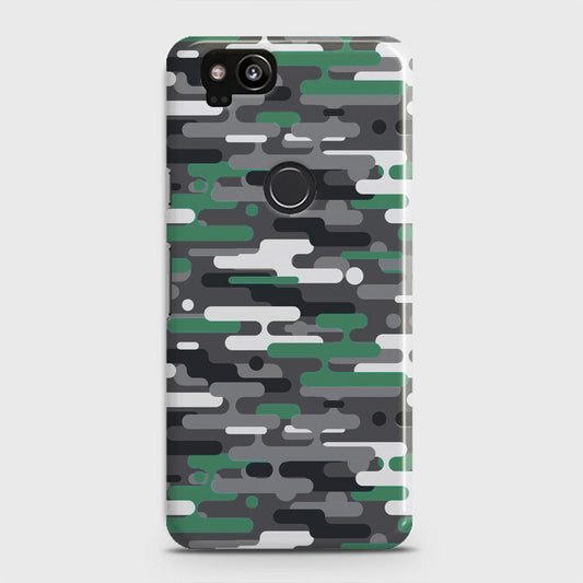 Google Pixel 2 Cover - Camo Series 2 - Green & Grey Design - Matte Finish - Snap On Hard Case with LifeTime Colors Guarantee
