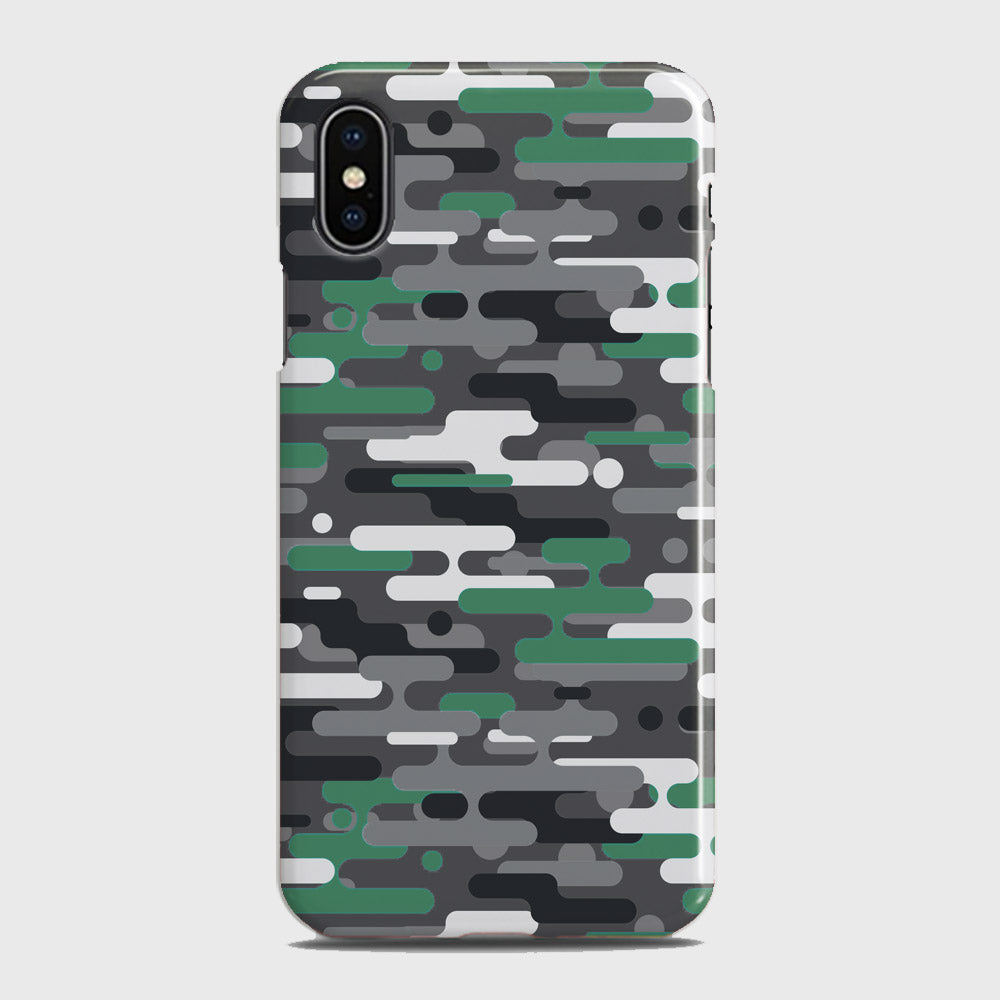 iPhone X Cover - Camo Series 2 - Green & Grey Design - Matte Finish - Snap On Hard Case with LifeTime Colors Guarantee