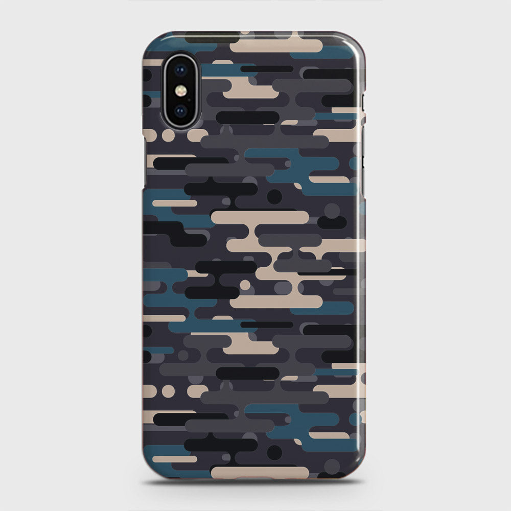 iPhone XS Cover - Camo Series 2 - Blue & Grey Design - Matte Finish - Snap On Hard Case with LifeTime Colors Guarantee