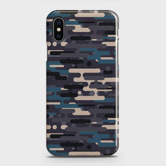 iPhone XS Cover - Camo Series 2 - Blue & Grey Design - Matte Finish - Snap On Hard Case with LifeTime Colors Guarantee