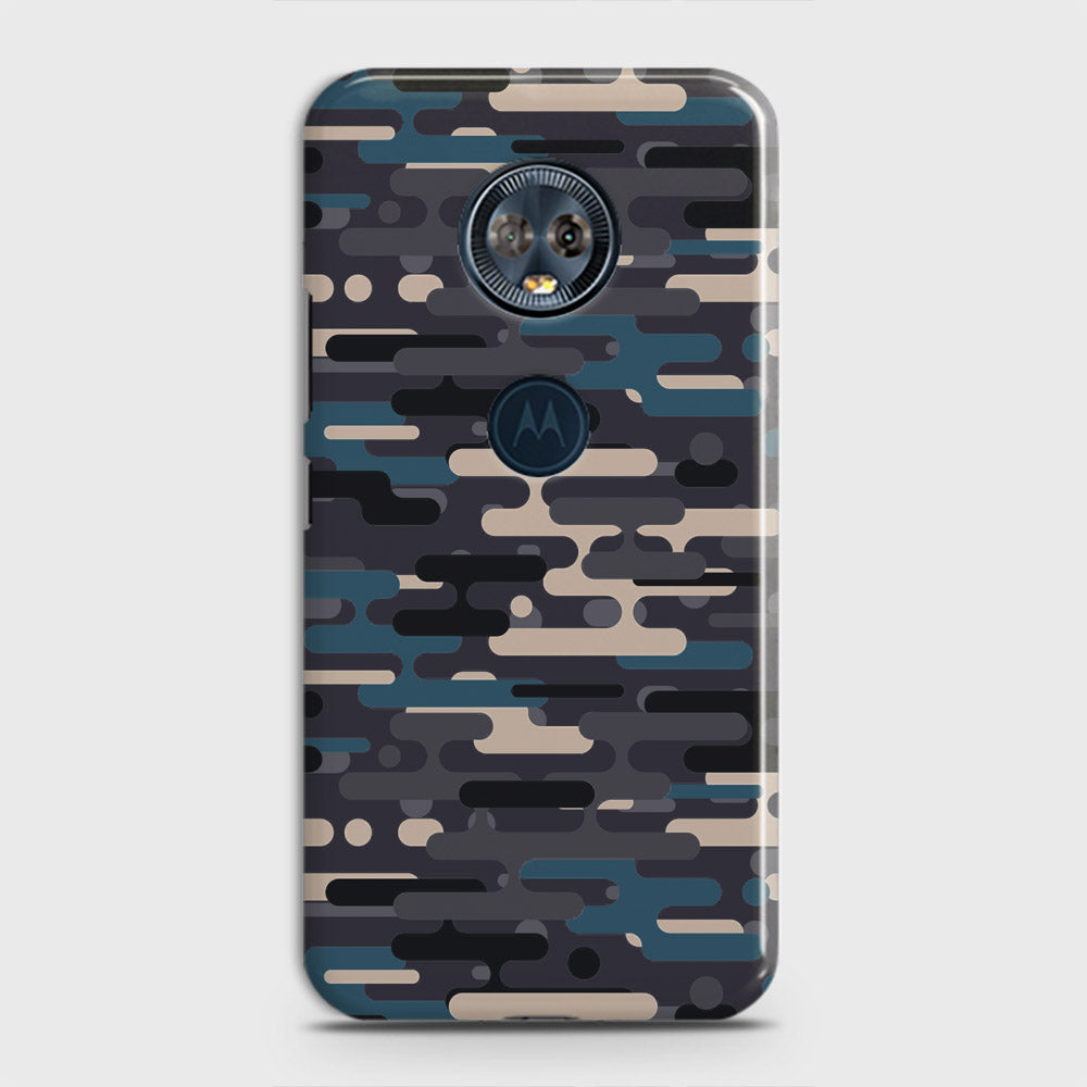 Motorola E5 Plus Cover - Camo Series 2 - Blue & Grey Design - Matte Finish - Snap On Hard Case with LifeTime Colors Guarantee