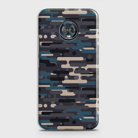 Motorola Moto G6 Plus Cover - Camo Series 2 - Blue & Grey Design - Matte Finish - Snap On Hard Case with LifeTime Colors Guarantee