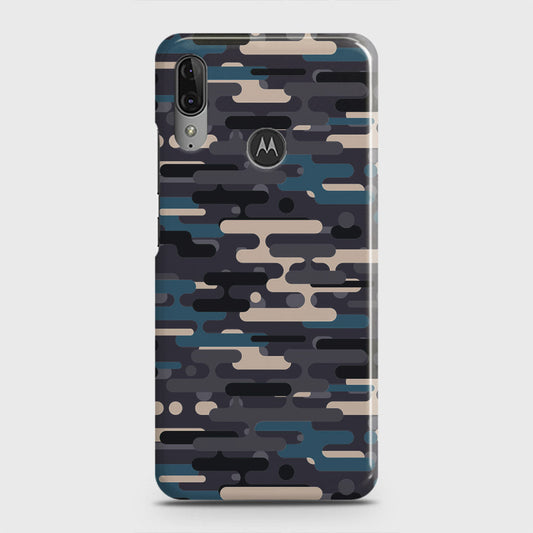 Motorola Moto E6 Plus Cover - Camo Series 2 - Blue & Grey Design - Matte Finish - Snap On Hard Case with LifeTime Colors Guarantee