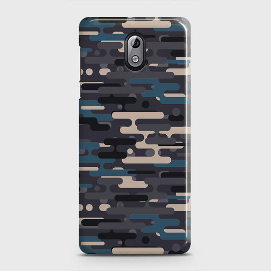 Nokia 3.1 Cover - Camo Series 2 - Blue & Grey Design - Matte Finish - Snap On Hard Case with LifeTime Colors Guarantee