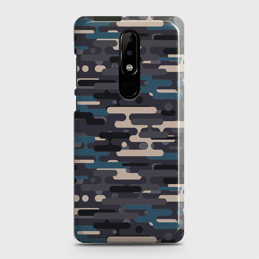 Nokia 3.1 Plus Cover - Camo Series 2 - Blue & Grey Design - Matte Finish - Snap On Hard Case with LifeTime Colors Guarantee