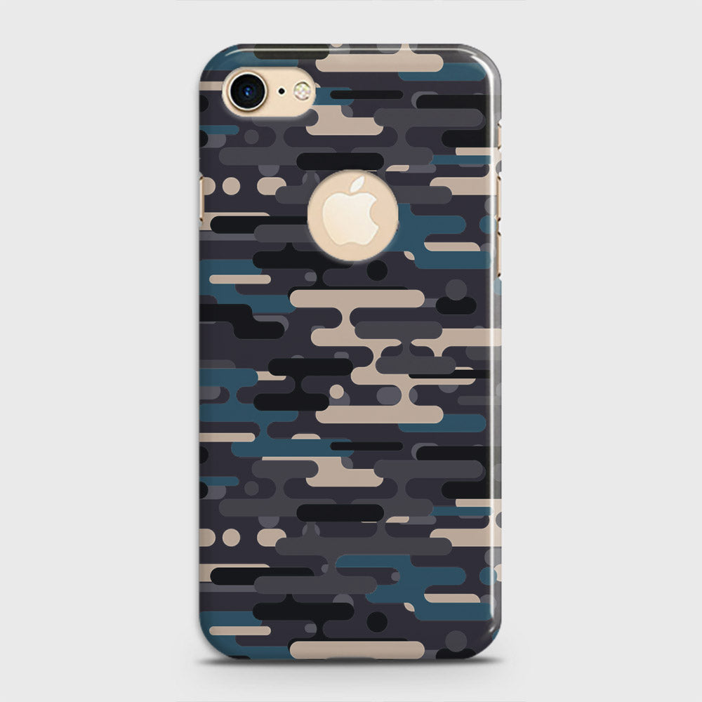 iPhone 8 Cover - Camo Series 2 - Blue & Grey Design - Matte Finish - Snap On Hard Case with LifeTime Colors Guarantee