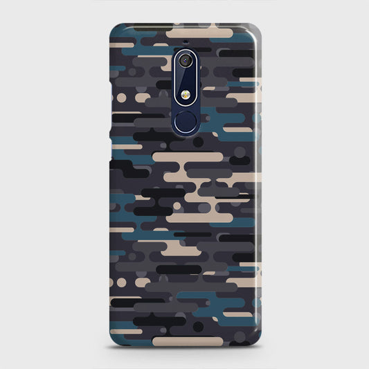 Nokia 5.1 Cover - Camo Series 2 - Blue & Grey Design - Matte Finish - Snap On Hard Case with LifeTime Colors Guarantee
