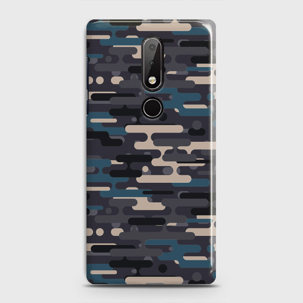Nokia 6.1 Plus Cover - Camo Series 2 - Blue & Grey Design - Matte Finish - Snap On Hard Case with LifeTime Colors Guarantee