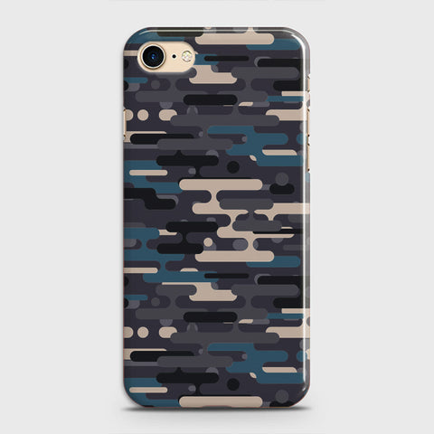 iPhone 8 Cover - Camo Series 2 - Blue & Grey Design - Matte Finish - Snap On Hard Case with LifeTime Colors Guarantee