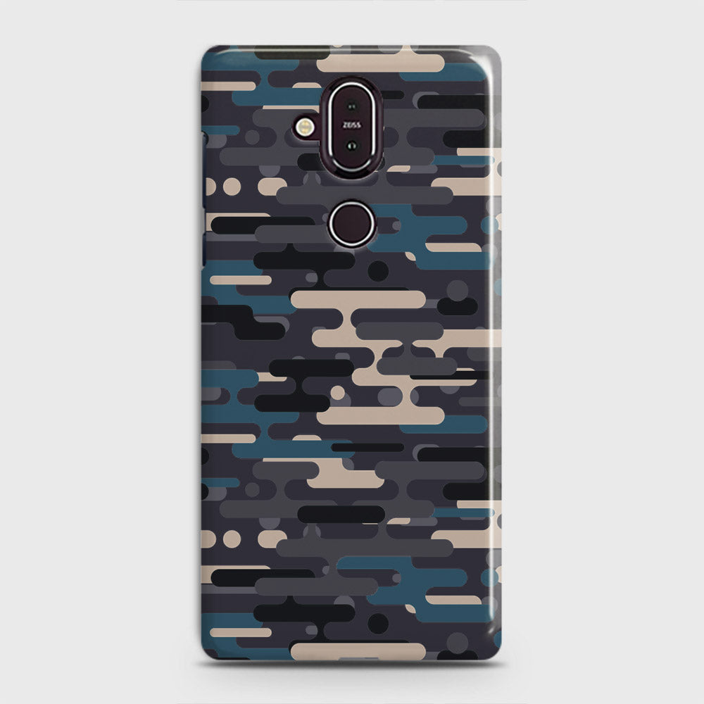 Nokia 8.1 Cover - Camo Series 2 - Blue & Grey Design - Matte Finish - Snap On Hard Case with LifeTime Colors Guarantee