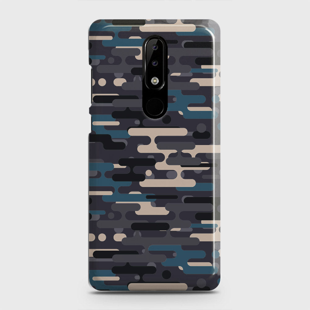 Nokia 5.1 Plus / Nokia X5  Cover - Camo Series 2 - Blue & Grey Design - Matte Finish - Snap On Hard Case with LifeTime Colors Guarantee