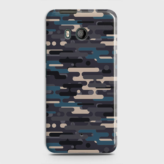 HTC U11  Cover - Camo Series 2 - Blue & Grey Design - Matte Finish - Snap On Hard Case with LifeTime Colors Guarantee