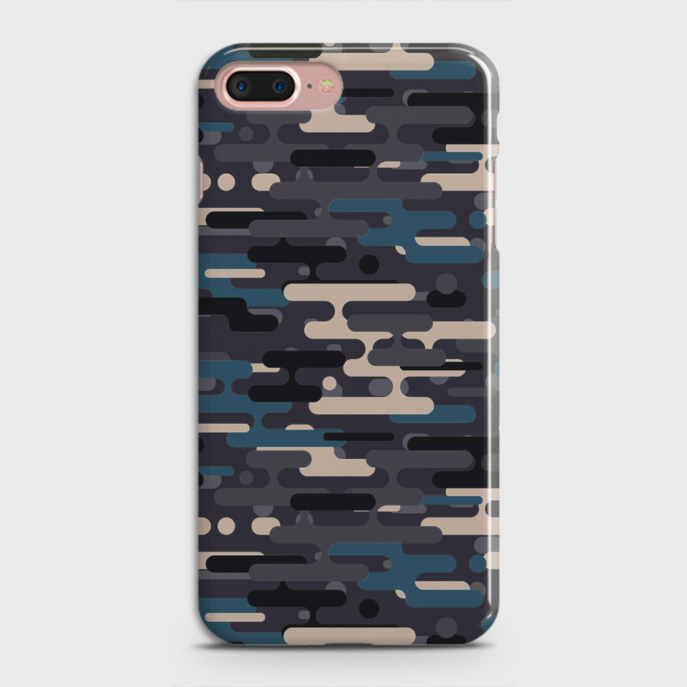 iPhone 8 Plus Cover - Camo Series 2 - Blue & Grey Design - Matte Finish - Snap On Hard Case with LifeTime Colors Guarantee
