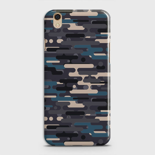 Oppo A37 Cover - Camo Series 2 - Blue & Grey Design - Matte Finish - Snap On Hard Case with LifeTime Colors Guarantee