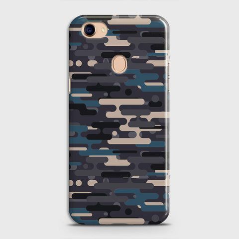 Oppo F7 Cover - Camo Series 2 - Blue & Grey Design - Matte Finish - Snap On Hard Case with LifeTime Colors Guarantee