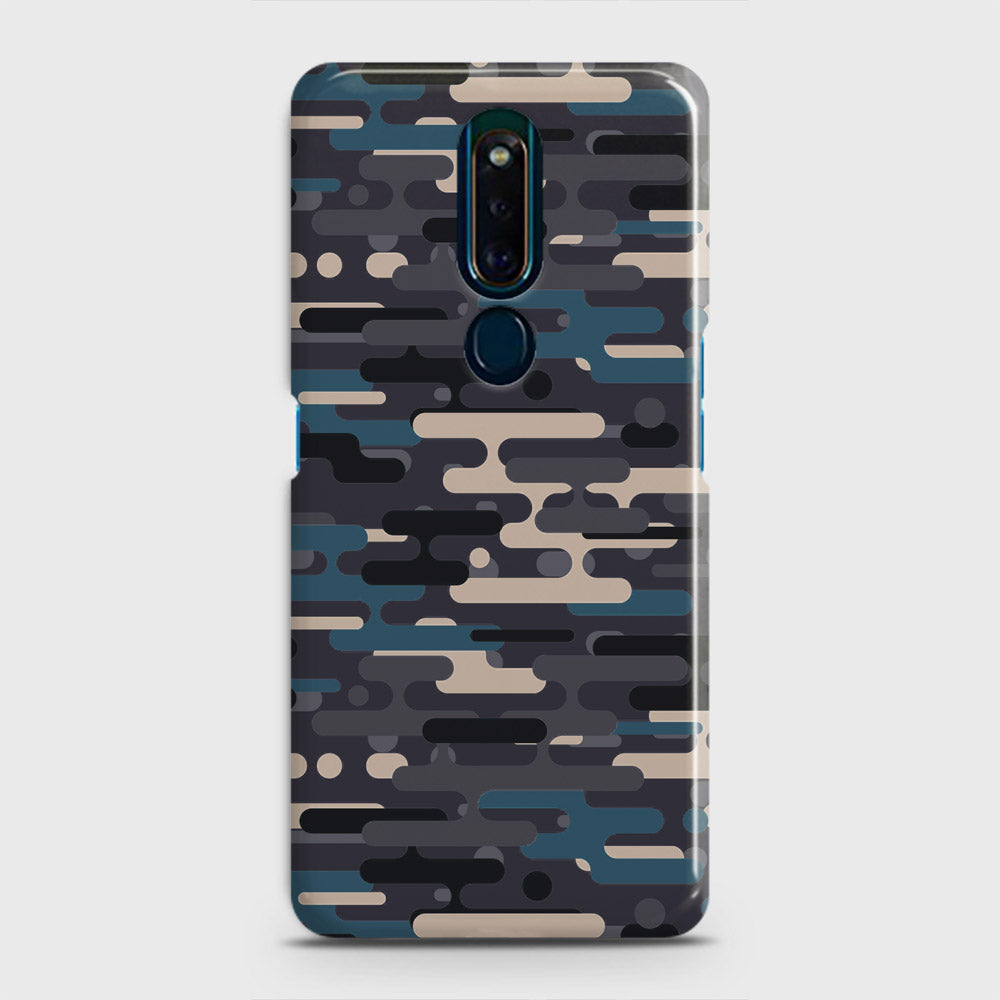 Oppo F11 Pro Cover - Camo Series 2 - Blue & Grey Design - Matte Finish - Snap On Hard Case with LifeTime Colors Guarantee