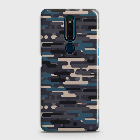 Oppo F11 Pro Cover - Camo Series 2 - Blue & Grey Design - Matte Finish - Snap On Hard Case with LifeTime Colors Guarantee
