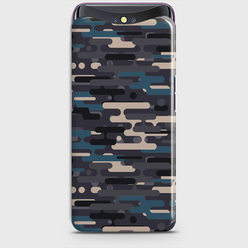 Oppo Find X Cover - Camo Series 2 - Blue & Grey Design - Matte Finish - Snap On Hard Case with LifeTime Colors Guarantee