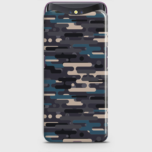 Oppo Find X Cover - Camo Series 2 - Blue & Grey Design - Matte Finish - Snap On Hard Case with LifeTime Colors Guarantee
