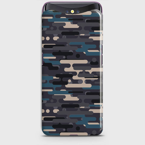 Oppo Find X Cover - Camo Series 2 - Blue & Grey Design - Matte Finish - Snap On Hard Case with LifeTime Colors Guarantee