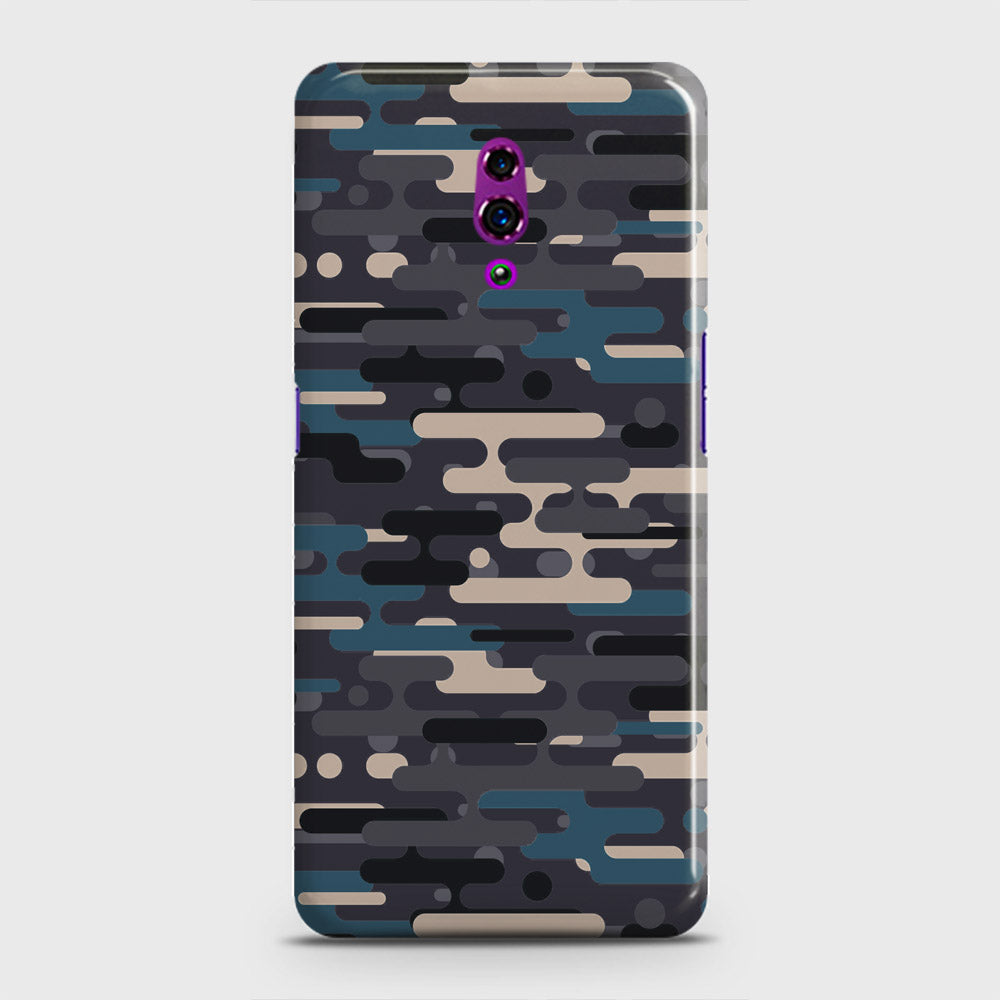 Oppo Reno Cover - Camo Series 2 - Blue & Grey Design - Matte Finish - Snap On Hard Case with LifeTime Colors Guarantee