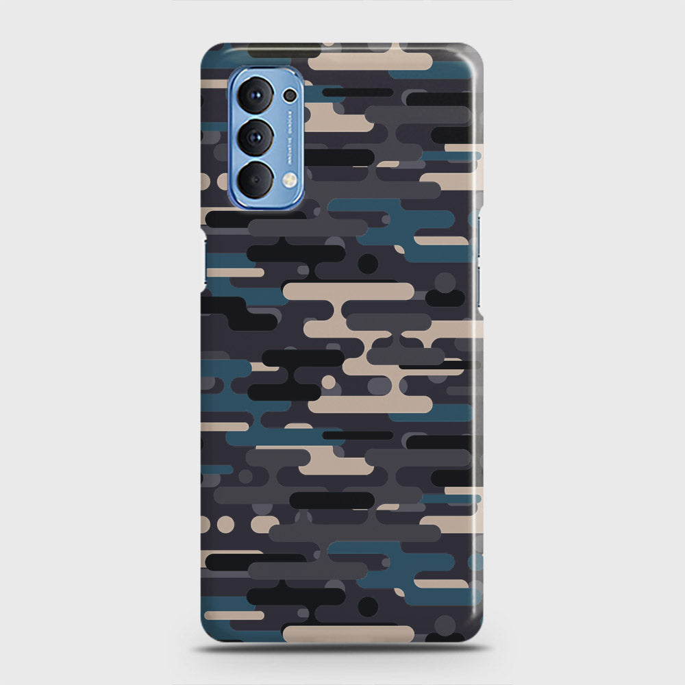 Oppo Reno 4 4G Cover - Camo Series 2 - Blue & Grey Design - Matte Finish - Snap On Hard Case with LifeTime Colors Guarantee