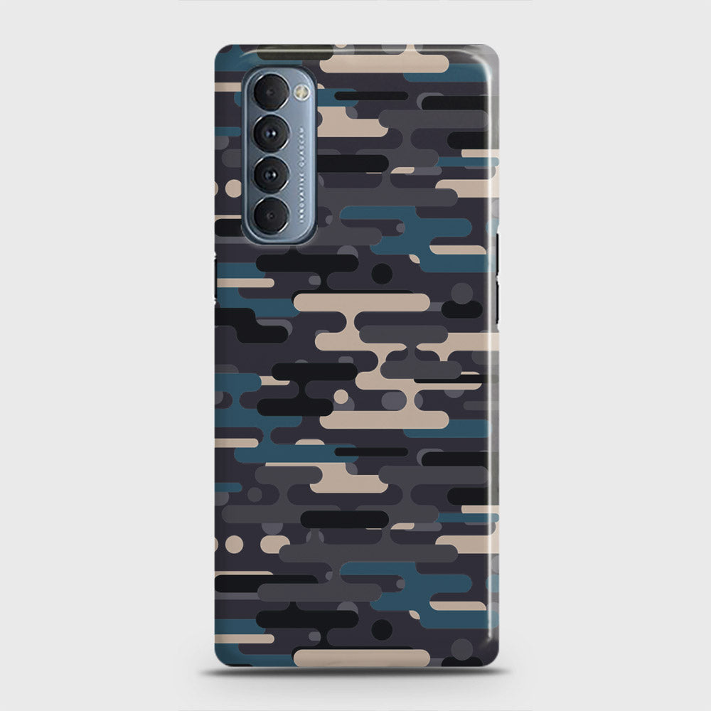 Oppo Reno 4 Pro 4G Cover - Camo Series 2 - Blue & Grey Design - Matte Finish - Snap On Hard Case with LifeTime Colors Guarantee