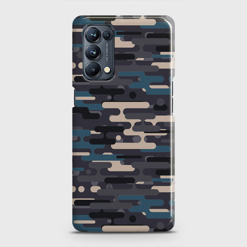 Oppo Reno 5 4G Cover - Camo Series 2 - Blue & Grey Design - Matte Finish - Snap On Hard Case with LifeTime Colors Guarantee