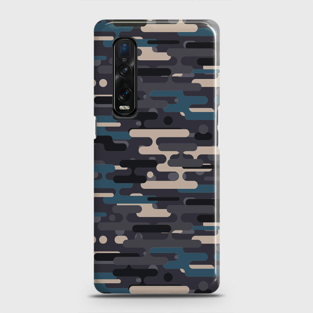 Oppo Find X2 Pro Cover - Camo Series 2 - Blue & Grey Design - Matte Finish - Snap On Hard Case with LifeTime Colors Guarantee
