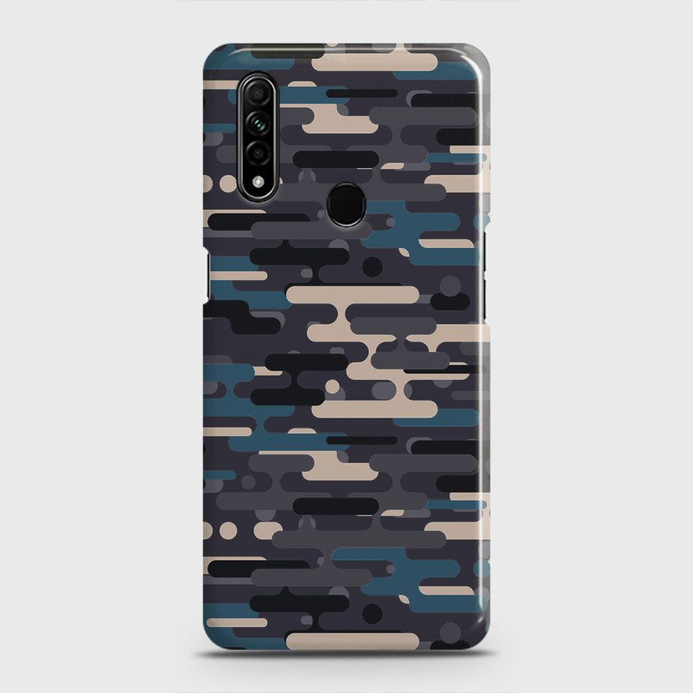 Oppo A8 Cover - Camo Series 2 - Blue & Grey Design - Matte Finish - Snap On Hard Case with LifeTime Colors Guarantee