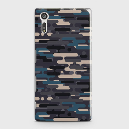 Sony Xperia XZ / XZs Cover - Camo Series 2 - Blue & Grey Design - Matte Finish - Snap On Hard Case with LifeTime Colors Guarantee