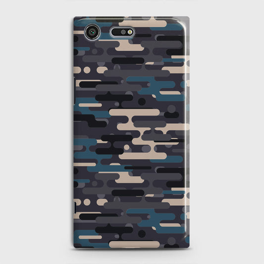 Sony Xperia XZ Premium Cover - Camo Series 2 - Blue & Grey Design - Matte Finish - Snap On Hard Case with LifeTime Colors Guarantee
