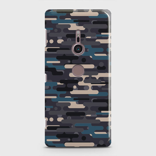 Sony Xperia XZ2 Cover - Camo Series 2 - Blue & Grey Design - Matte Finish - Snap On Hard Case with LifeTime Colors Guarantee