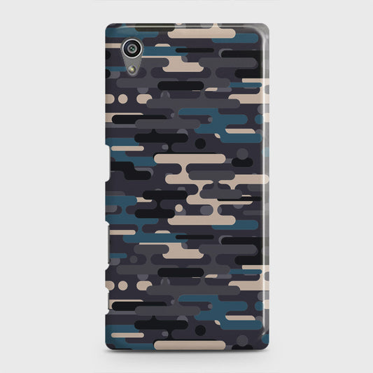 Sony Xperia Z5 Cover - Camo Series 2 - Blue & Grey Design - Matte Finish - Snap On Hard Case with LifeTime Colors Guarantee