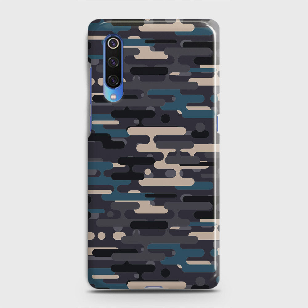 Xiaomi Mi 9 Cover - Camo Series 2 - Blue & Grey Design - Matte Finish - Snap On Hard Case with LifeTime Colors Guarantee