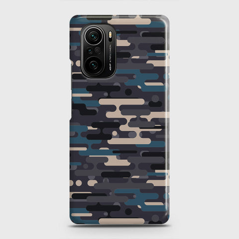 Xiaomi Poco F3 Cover - Camo Series 2 - Blue & Grey Design - Matte Finish - Snap On Hard Case with LifeTime Colors Guarantee